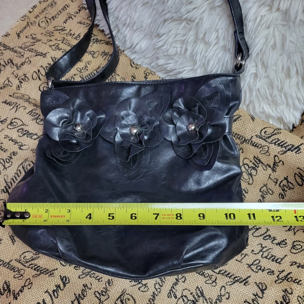 Nicole Miller shoulder bag cute details flowers pvc black
